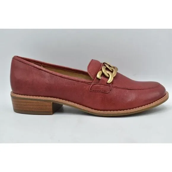 Sofft Womens Size 7.5 Nevara Tango Red Leather Slip On Loafers Shoes - Picture 5 of 12